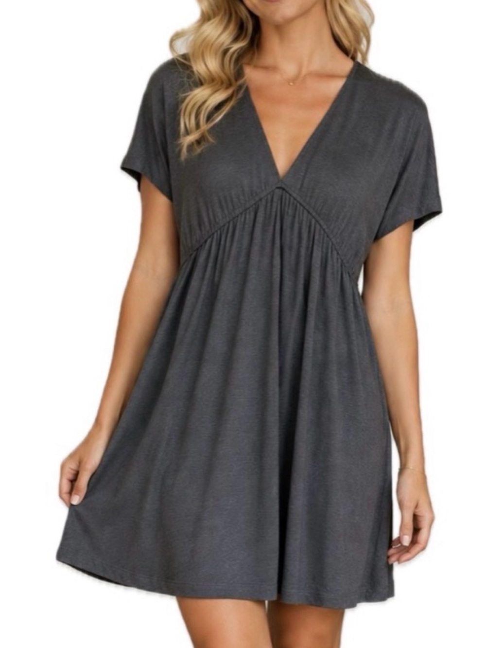 Mossimo Supply Co. Gray V-Neck Short Sleeve dress or swim coverup ladies sz L